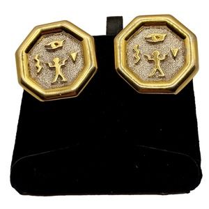 Vintage Gold Tone Clip On Earrings